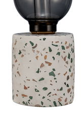 Modern terrazzo lamp base in white with green and brown speckles for stylish home lighting