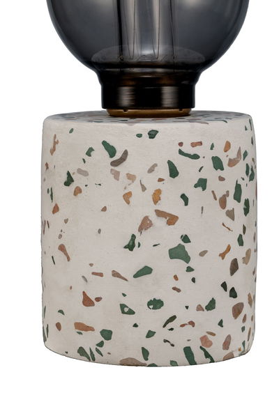 Modern terrazzo lamp base in white with green and brown speckles for stylish home lighting