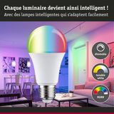 Ampoule LED colorée dimmable avec RGBW et blanc réglable pour éclairage intelligent dans le salon