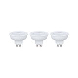 Tre hvide GU10 LED-spotlights med klart glas, energibesparende LED-pærer til boligbelysning