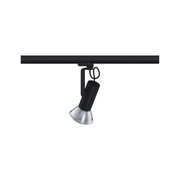 Schwarze LED-Schiene mit verstellbarem Spot und silberner Reflektorlampe für moderne Innenbeleuchtung