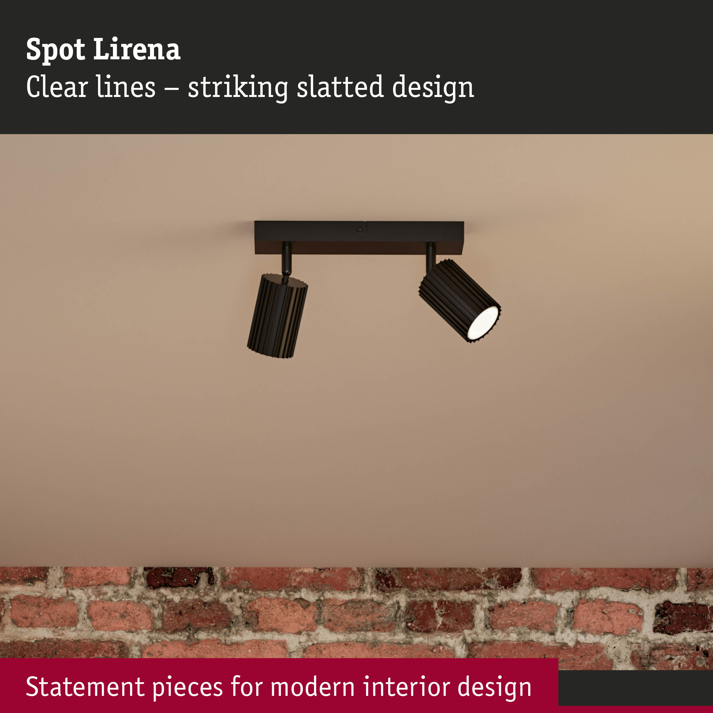 Black metal Spot Lirena with striking slatted design for modern interior lighting