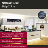 MaxLED 1000 2.5m LED strip with protective coating for bright room lighting in contemporary kitchen