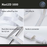 Bande LED MaxLED 1000 avec ruban adhésif, 144 LEDs/m, peut être raccourcie et facile à connecter