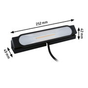 Luminaire LED noir avec diffuseur blanc, dimensions 252x49x42 mm, éclairage intérieur moderne