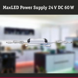 MaxLED 24 V DC 60 W voeding in wit met kabels voor LED-verlichting