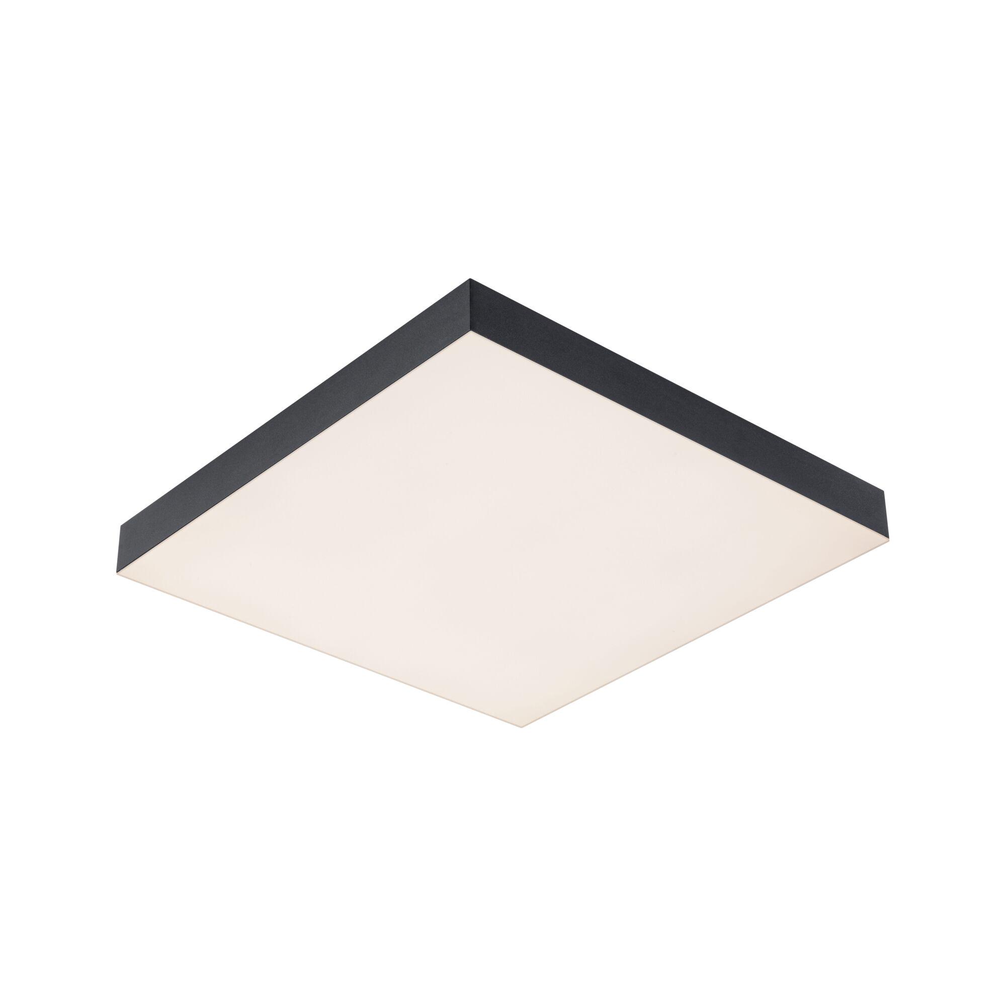 Square LED ceiling light with black aluminum frame and white diffuser for modern room lighting
