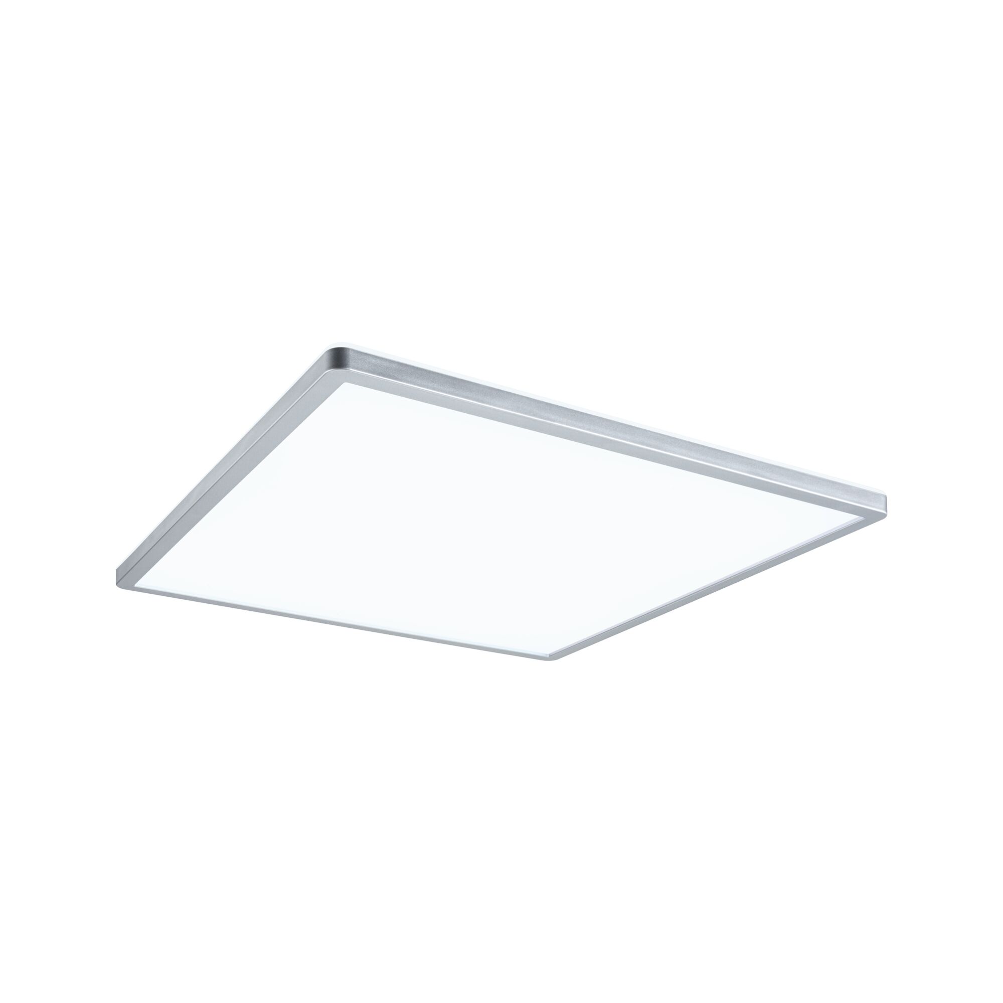 Quadratische LED-Deckenleuchte mit silbernem Aluminiumrahmen und weißem Diffusor für moderne Beleuchtung