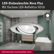 LED-Einbauleuchte Nova Plus aus Metall in Silber mit neutralweißem Licht für Badezimmerbeleuchtung