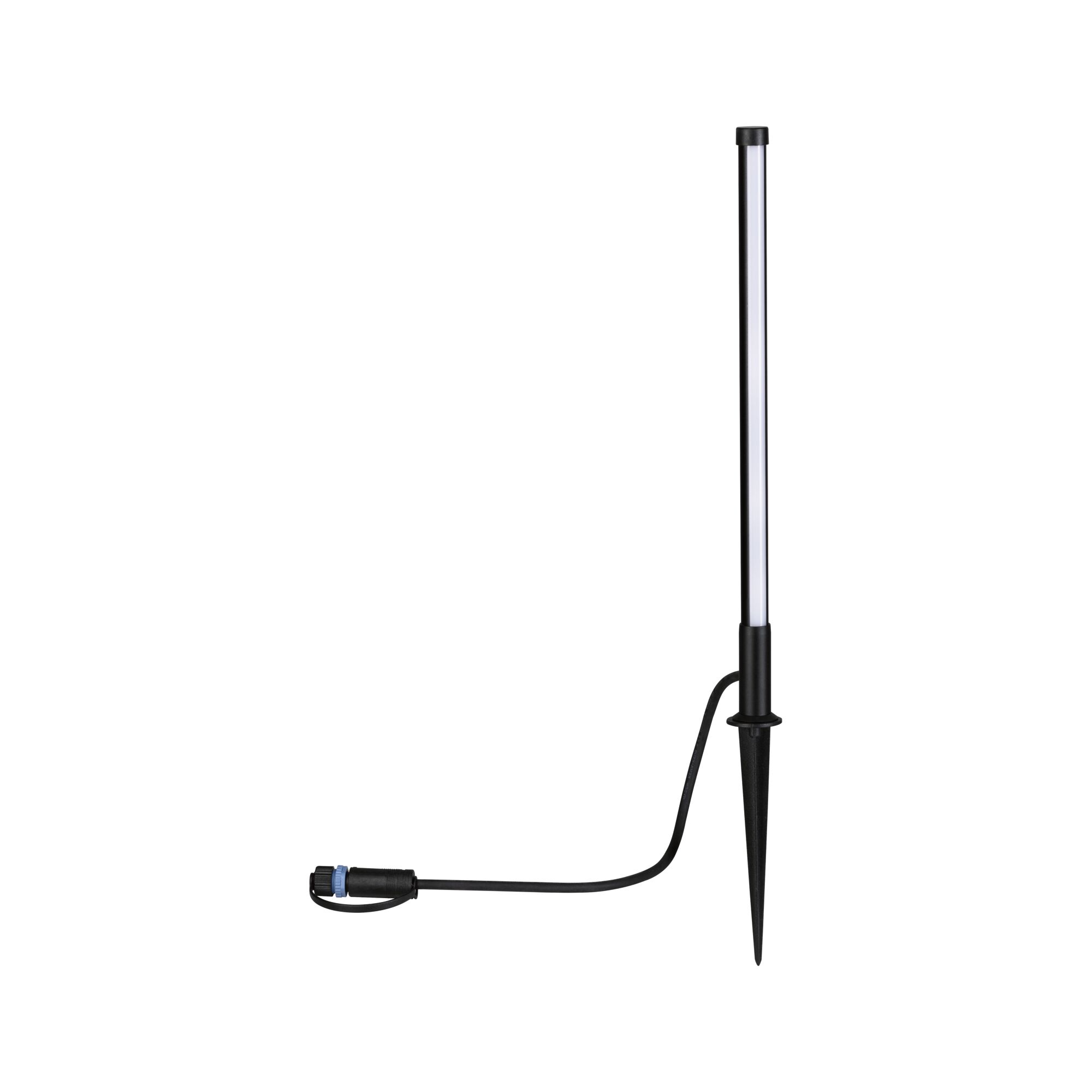Schwarze LED-Gartenleuchte mit Erdspieß und Kabel für Außenbeleuchtung und Gartendekoration
