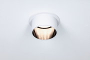 Runder weißer Einbaustrahler aus Metall mit warmweißem LED-Licht für moderne Innenbeleuchtung