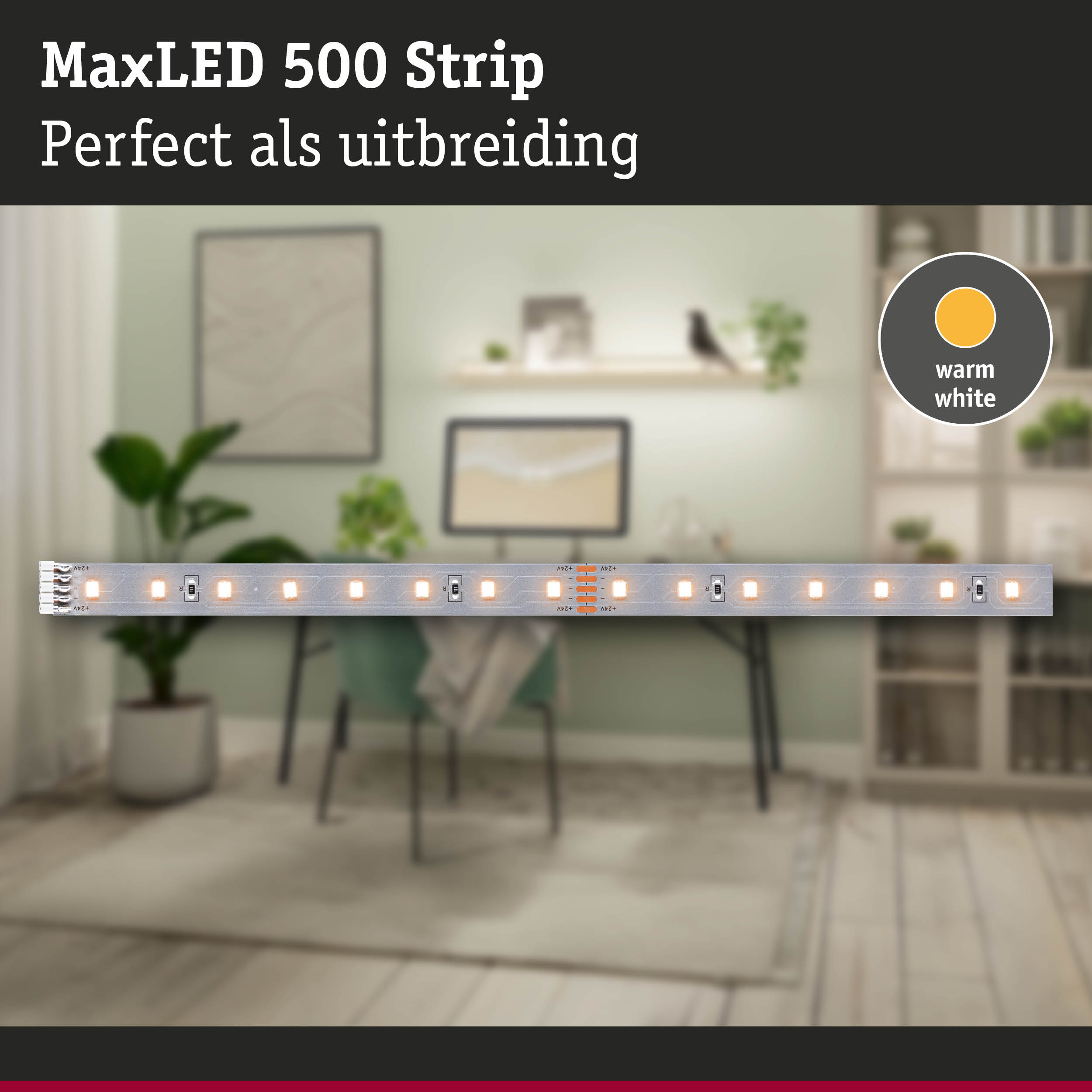 MaxLED 500 LED-strip met warm wit licht voor woonverlichting en uitbreiding
