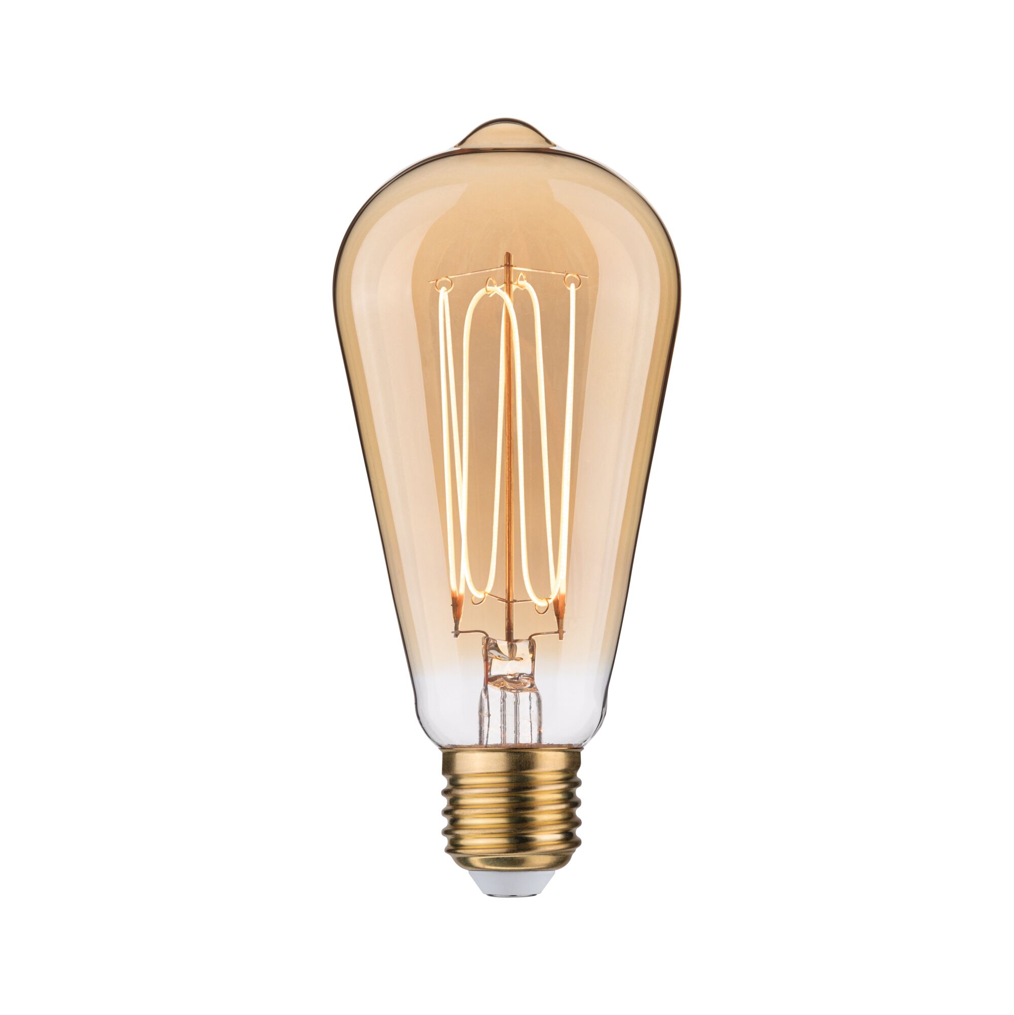 Rustic Shine Standard 230V LED Kukurydza E27 Żarnik w kształcie litery I 300lm 4,2W 1800K ściemnialny Złoty Vintage LED bulb with amber glass and visible filament for decorative lighting and warm ambiance