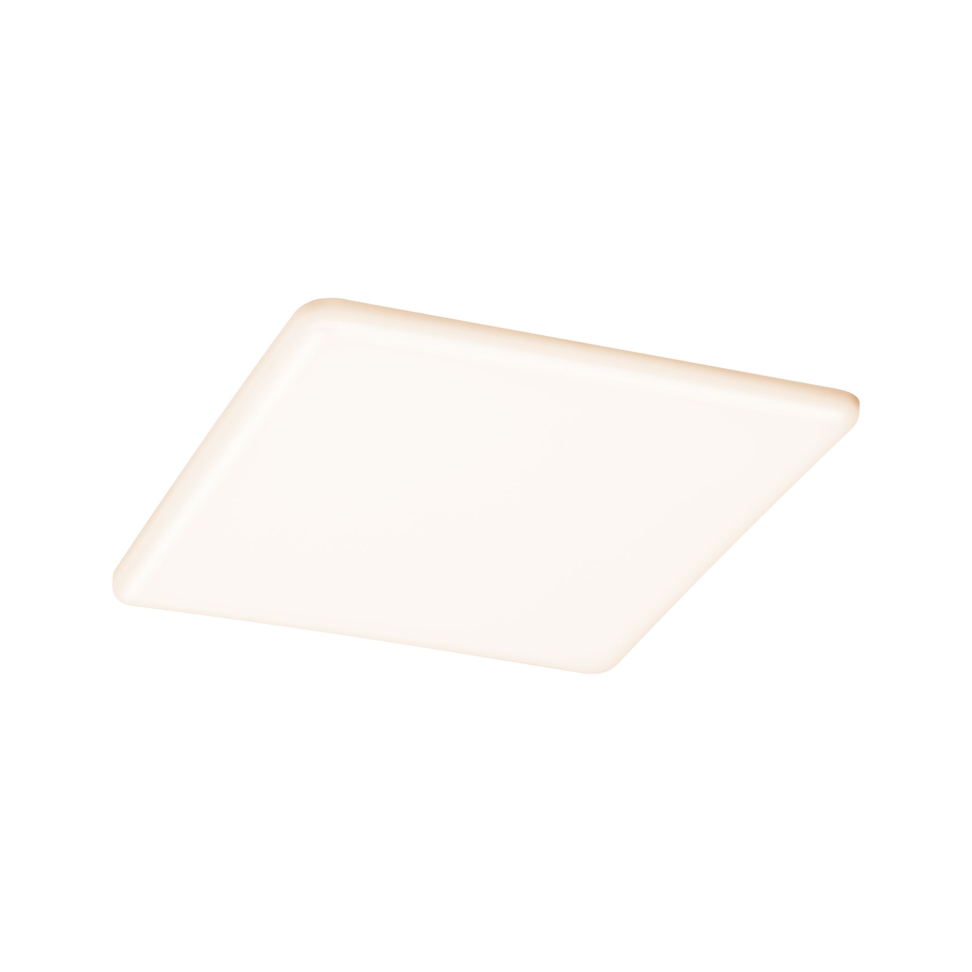 Square white LED ceiling light with warm white illumination for modern living spaces