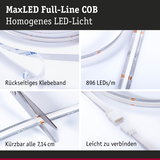 MaxLED Full-Line COB LED-Streifen mit rückseitigem Klebeband, 896 LEDs/m, schneidbar alle 7,14 cm, einfach verbindbar