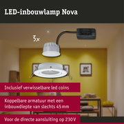 LED-inbouwlamp 3-Step-Dim Nova Coin Basisset zwenkbaar rond 84mm 50° Coin 3x6W 3x470lm 230V dimbaar 2700K Wit mat