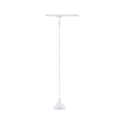 White metal pendant lamp with dome-shaped shade and long cable for modern indoor lighting