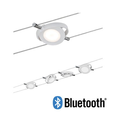 White metal LED cable spotlight with Bluetooth for modern lighting systems