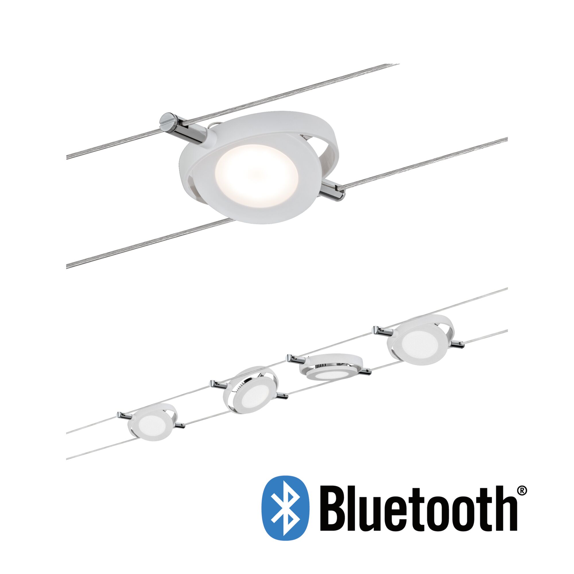 Spot LED câble en métal blanc avec Bluetooth pour systèmes d'éclairage modernes