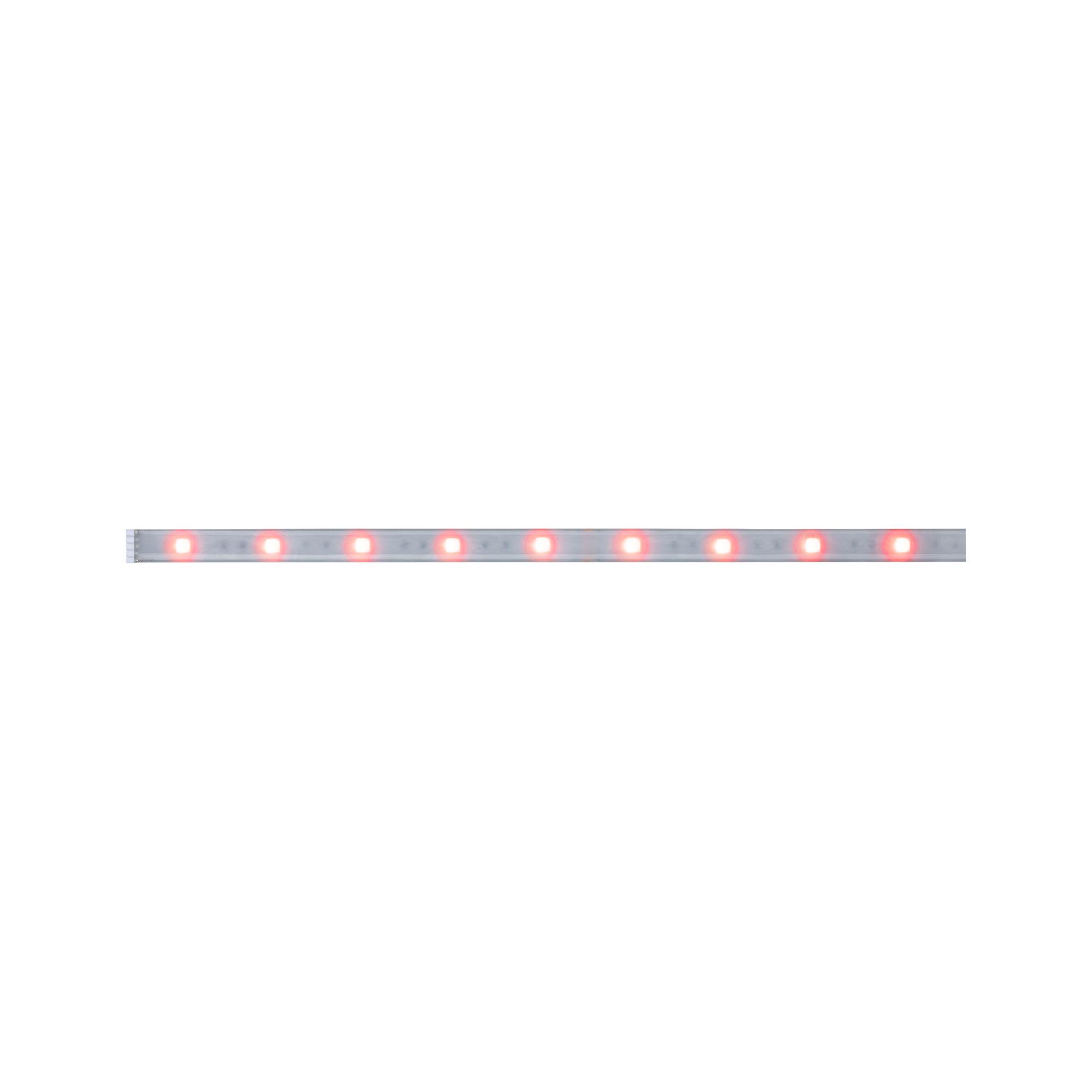 LED light strip with red illumination in transparent casing for decorative lighting effects