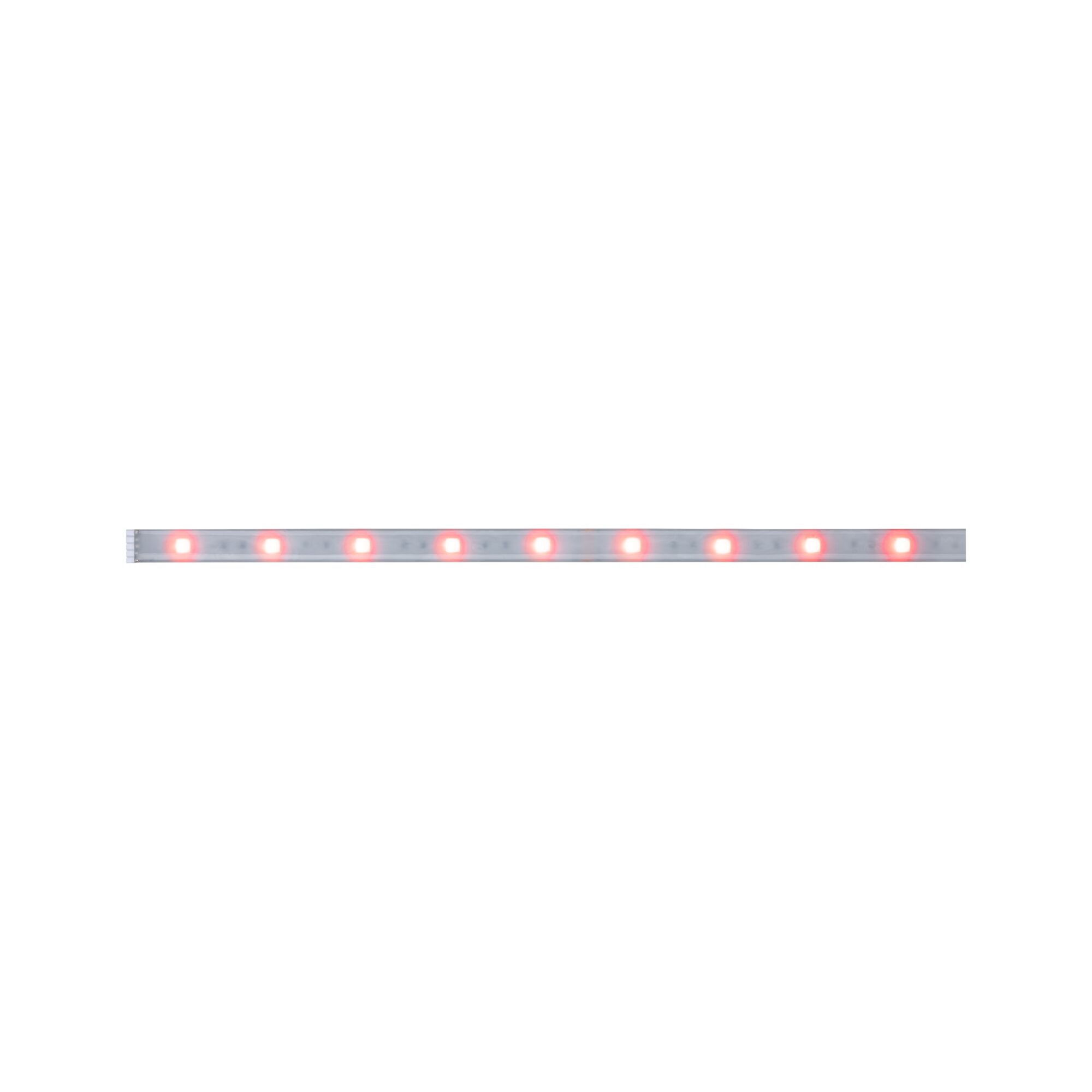 LED-Lichtleiste mit roter Beleuchtung in transparentem Gehäuse für dekorative Lichtakzente