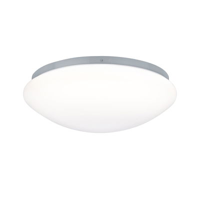 Round ceiling light with white glass and grey metal frame for modern home lighting