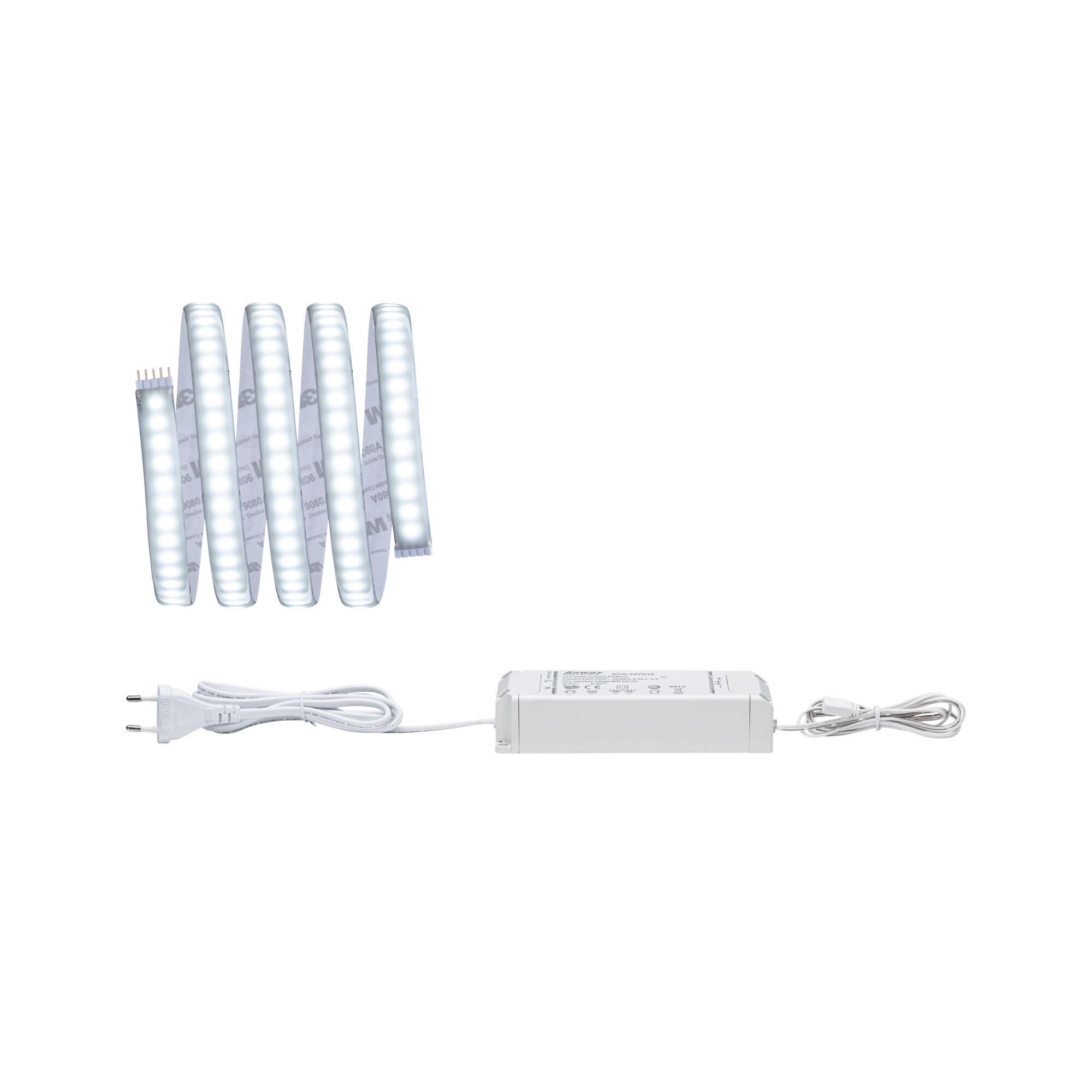 MaxLED 1000 Strip LED Kit de base 1,5m Blanc lumière du jour revêtue 18W 1100lm/m 6500K 36VA Bande LED flexible blanche avec alimentation pour éclairage moderne polyvalent