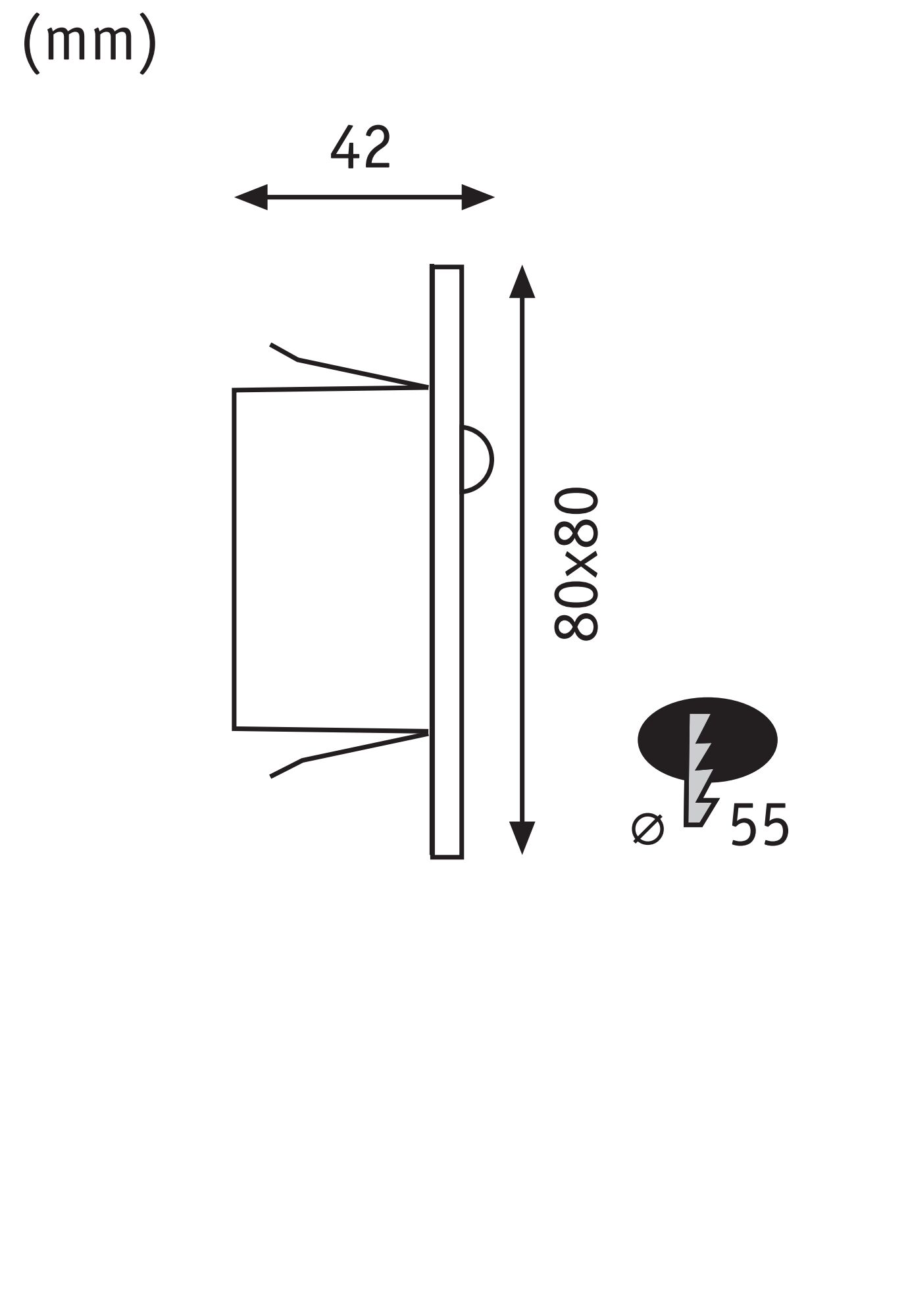 LED Wandeinbauleuchte Edge Quadro eckig 80x42mm 1,2W 25lm 230V 2700K Weiß