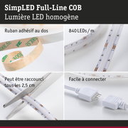 Bande LED avec 840 LEDs par mètre, ruban adhésif, découpable et facile à connecter pour éclairage flexible