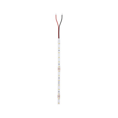 Slim white LED strip light with red and black wires for versatile lighting applications