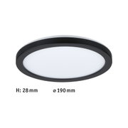 Round LED ceiling light with black metal frame and white diffuser, energy-saving indoor lighting