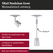 Minimalistische zilveren URail Pendulum Cover voor moderne railsystemen met LED-verlichting