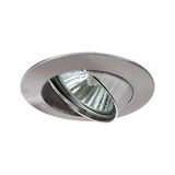 Round brushed stainless steel spotlight with adjustable reflector for versatile lighting