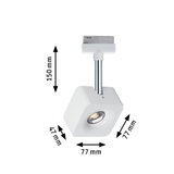 White LED spotlight in plastic with metal rod, dimensions 150x77x47 mm, modern lighting fixture