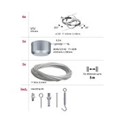 Technical drawing of adjustable stainless steel lamp holder, 125 mm diameter, 355° rotation