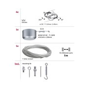 Technical drawing of adjustable stainless steel lamp holder, 125 mm diameter, 355° rotation
