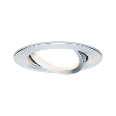 Spot encastré rond en aluminium brossé argent avec lumière LED orientable pour éclairage moderne