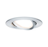 Round recessed spotlight in brushed silver aluminum with adjustable LED light for modern lighting