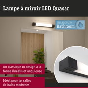 Lampe à miroir LED Quasar noire au design linéaire, idéale pour l’éclairage de salles de bains modernes.