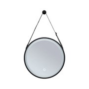 Miroir mural rond avec cadre noir et éclairage LED, miroir design moderne à suspendre