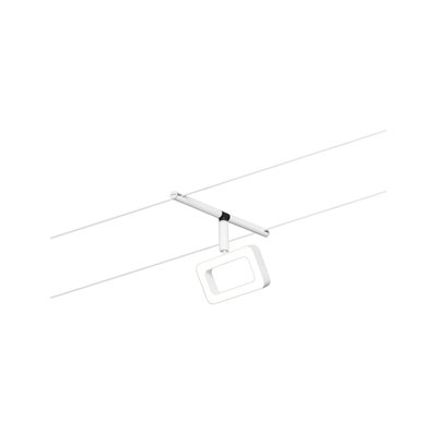 Modern wit LED-kabelsysteem met rechthoekige lamp voor flexibele kamerverlichting
