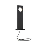 Black aluminum outdoor light with round cutout and cable for garden lighting