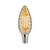 Vintage LED-Leuchtmittel in Flammenform mit gewelltem bernsteinfarbenem Glas und E14-Fassung