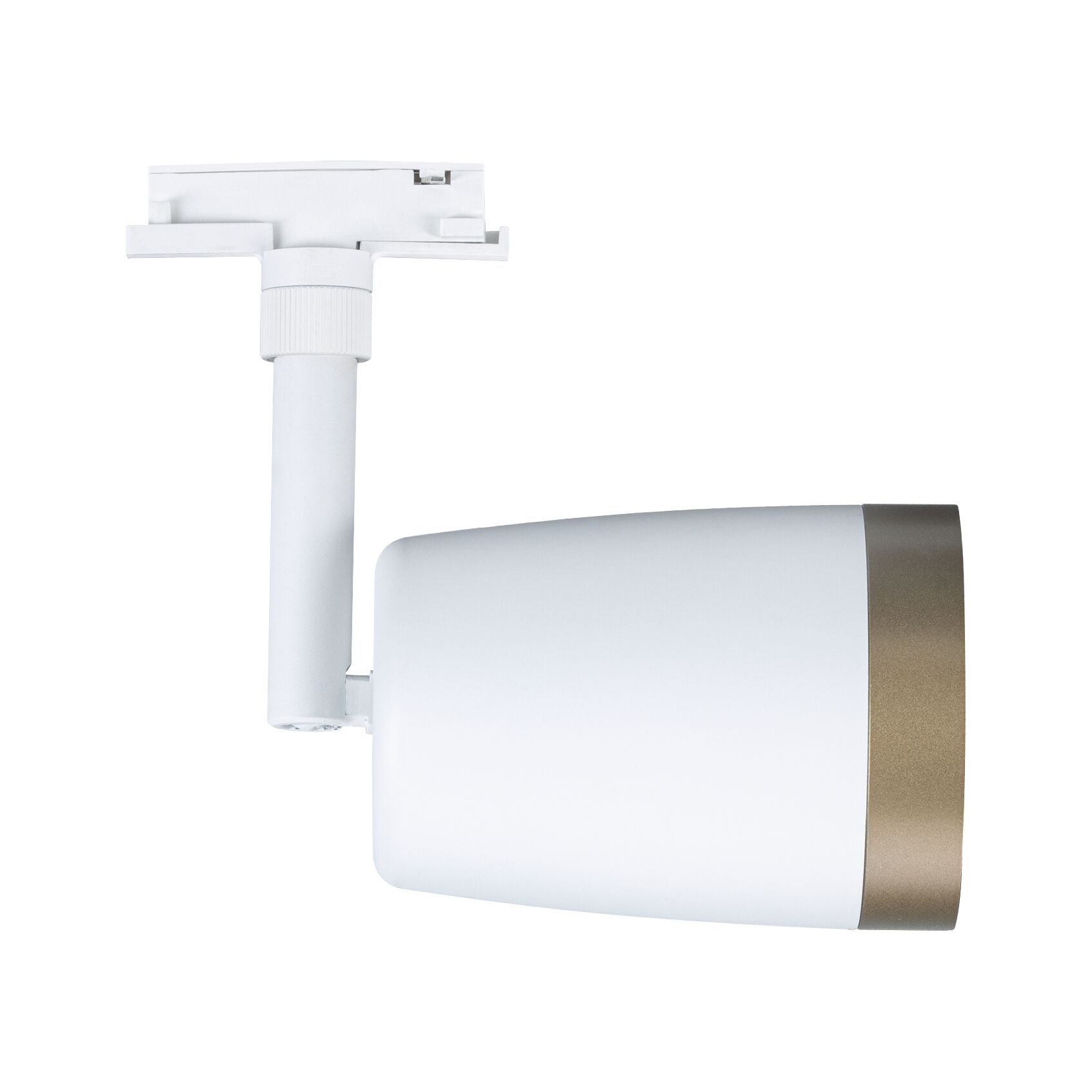 Modern white metal LED spotlight with gold trim for adjustable lighting solutions
