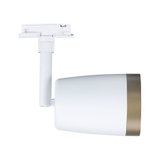 Modern white metal LED spotlight with gold trim for adjustable lighting solutions