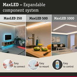 MaxLED expandable LED lighting system with warm white light for living room and kitchen use