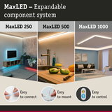 MaxLED expandable LED lighting system with warm white light for living room and kitchen use