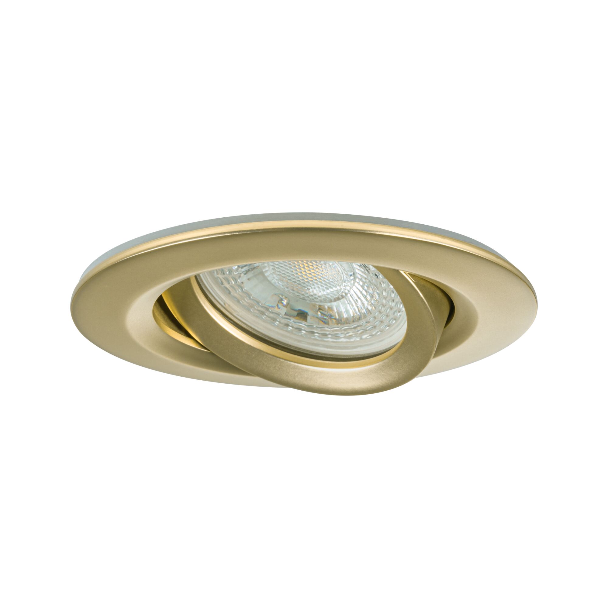 Spot encastré rond en métal doré avec lampe orientable pour un éclairage flexible