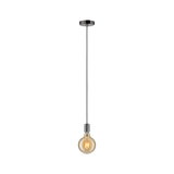 Pendant lamp with black cord and warm white bulb light for modern living spaces