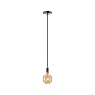 Pendant lamp with black cord and warm white bulb light for modern living spaces